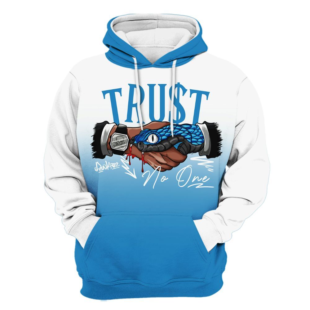 Hoodie To Match Retro University Blue 9s - Snake Trust No One Drip All Over Print