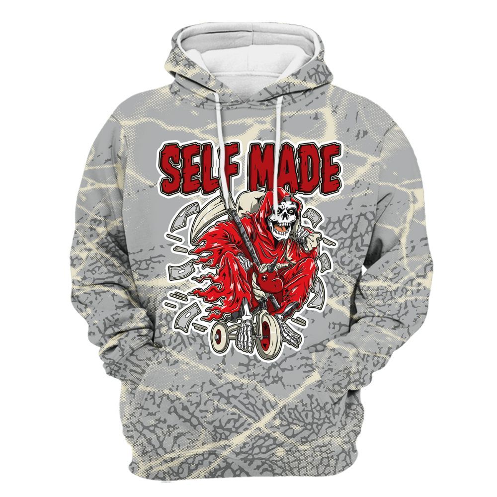 Hoodie To Match Cement Grey 3s - Self Make Skeleton Profound All Over Print