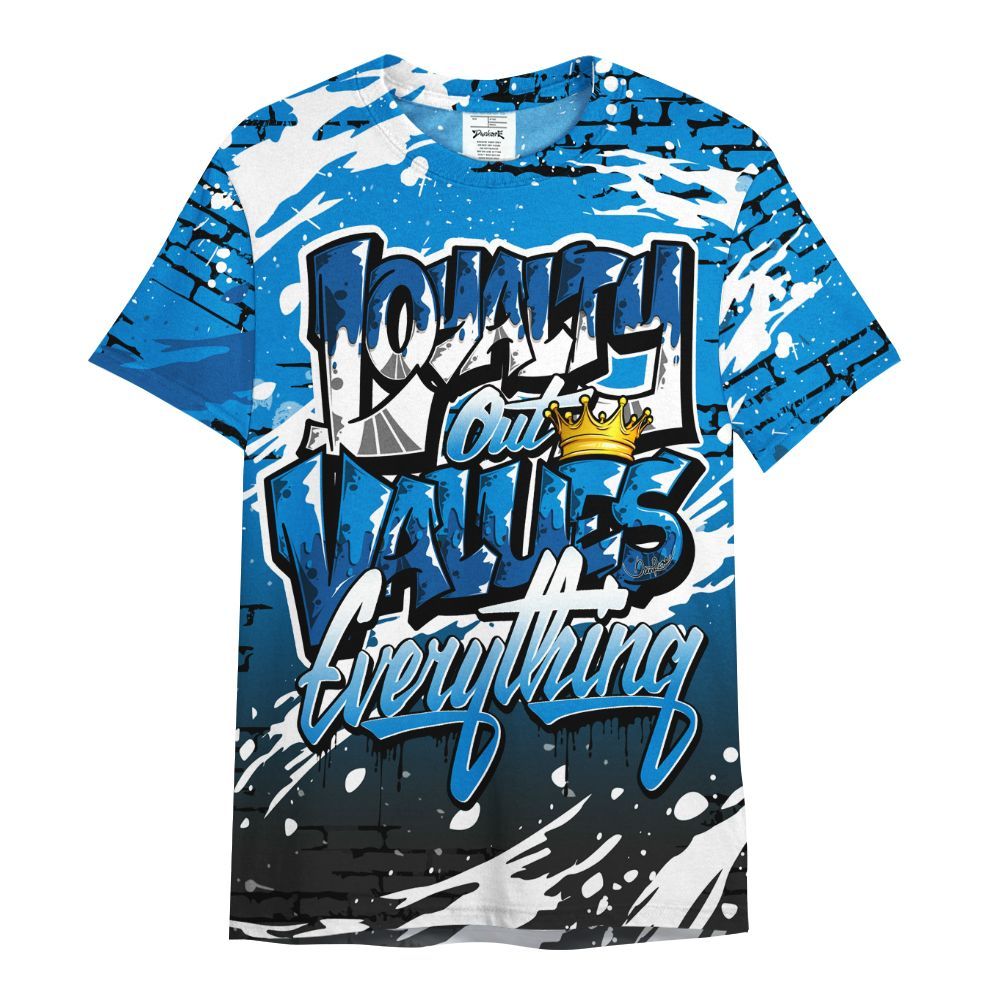 Shirt To Match High OG FragmentxULA White Black 1s - Values Of Loyalty Drip All Over Print