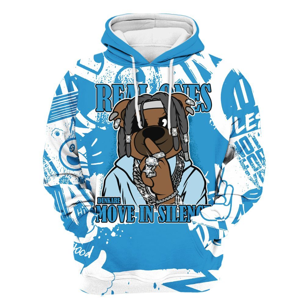 Hoodie To Match Powder Blue 9s - Silent Achievers Bear Monogram Graffiti All Over Print