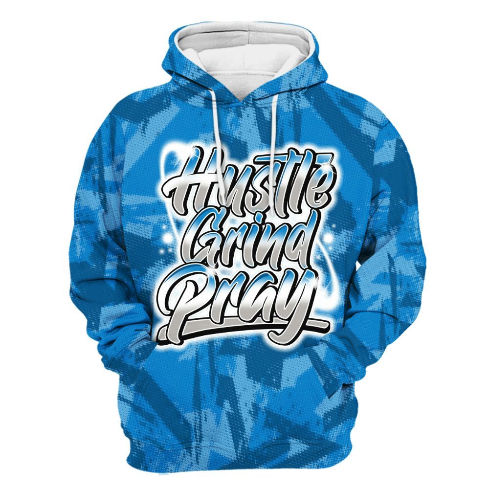 Hoodie To Match Industrial Blue 4s - Hustles And Prayer Graphic Halftone All Over Print