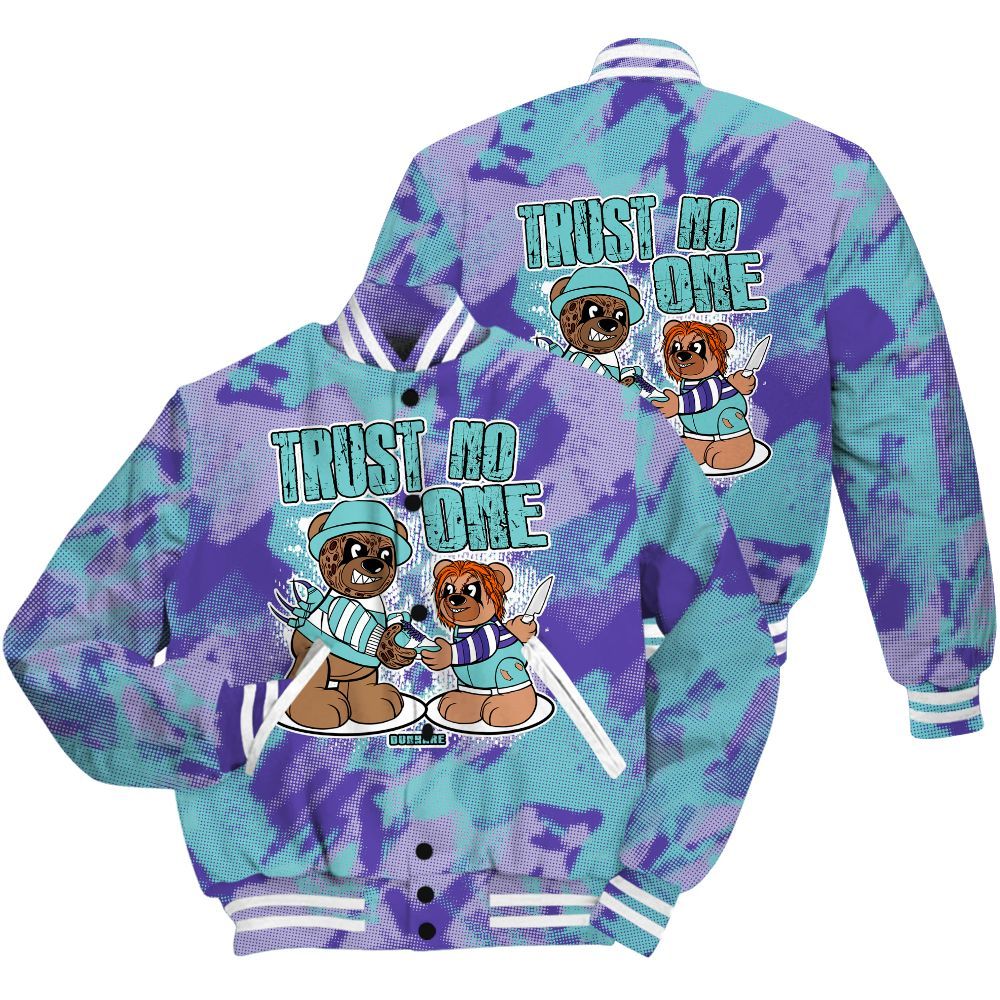 Varsity Jacket To Match Low Hornets 1s Shirt - Trust No One Bear Abstract Halftone All Over Print
