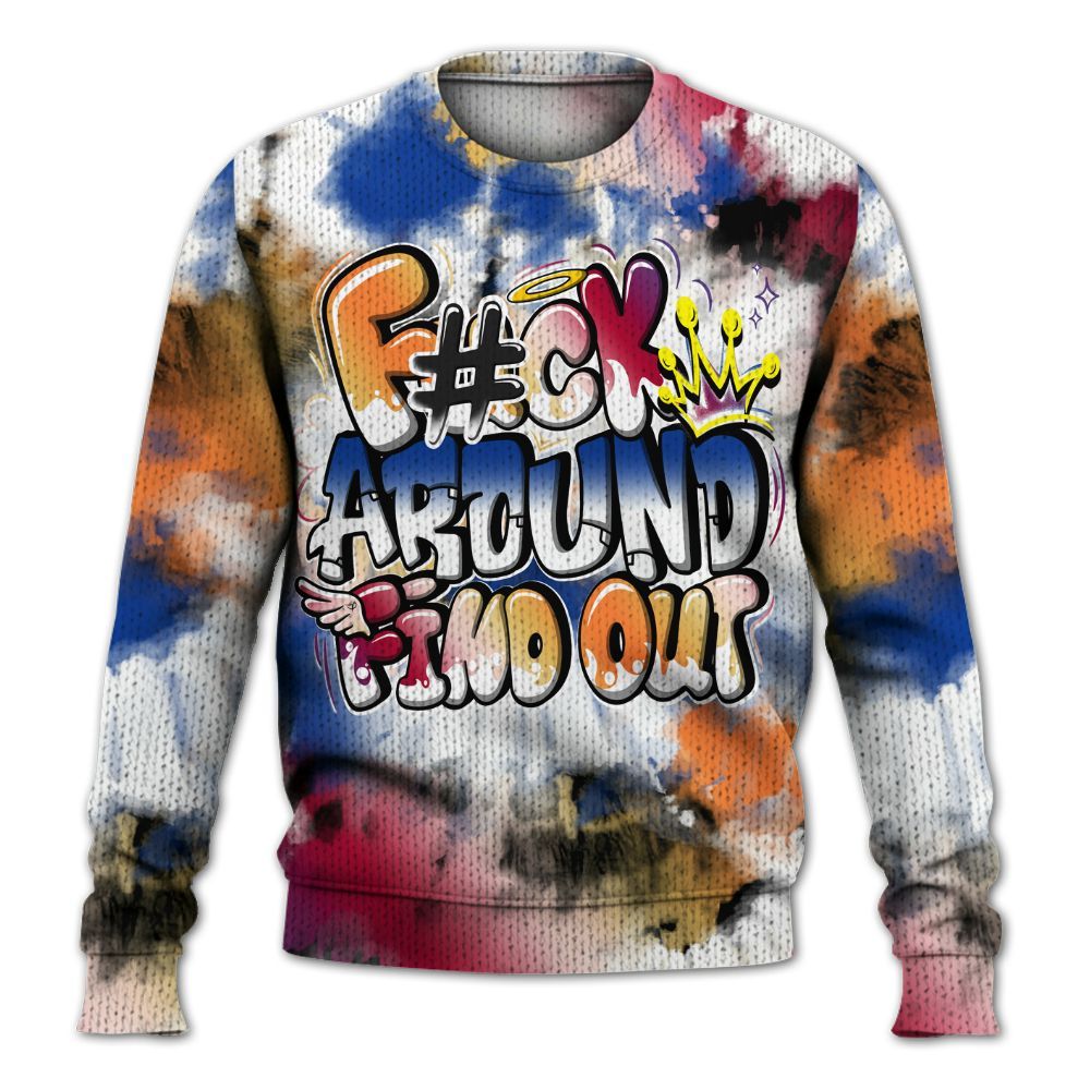 Knitted Sweater To Match Air Griffey Max Los Angeles 1s - Tie Dye FK Around Find Out