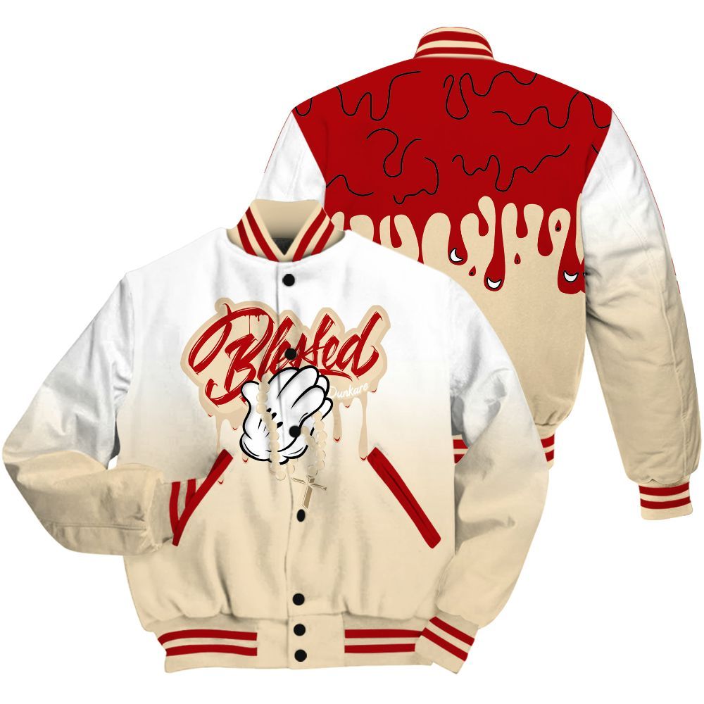 Varsity Jacket To Match Dunk Low Strawberry Waffle Shirt, God Blessed Drip All Over Print