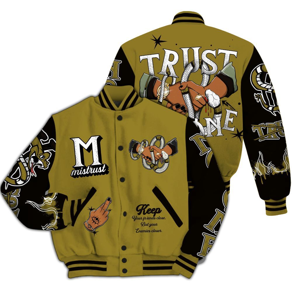 Varsity Jacket To Match Air Flightposite Metallic Gold - Trust No One Snake-Bite Street Style All Over Print