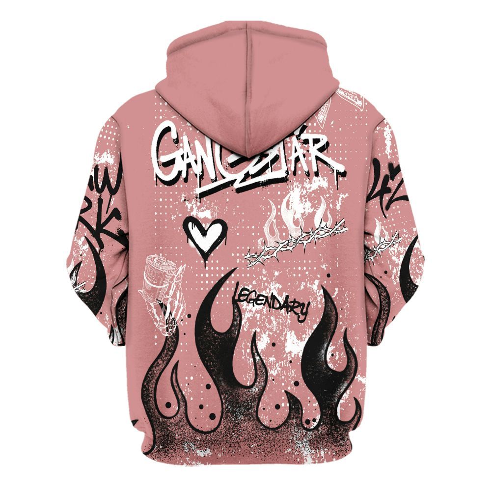 Hoodie To Match Low OG Rust Pink 1s - Lucky Money Paid In Full Graffiti All Over Print