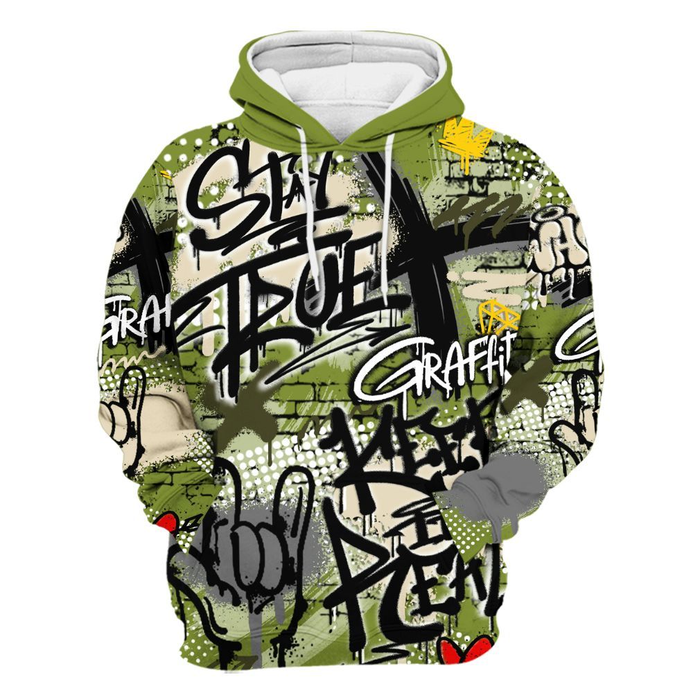 Hoodie To Match SB Dunk Low Asparagus - True It Real Graffiti Streetwear All Over Print