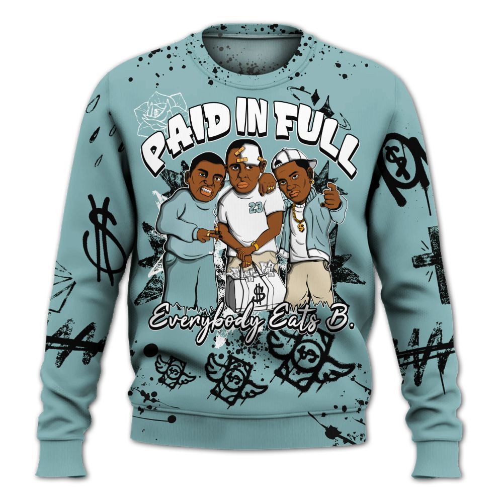 Sweatshirt To Match Dunk Low Glacier Blue Pale Ivory - Everybody Paid In Full Crayon All Over Print