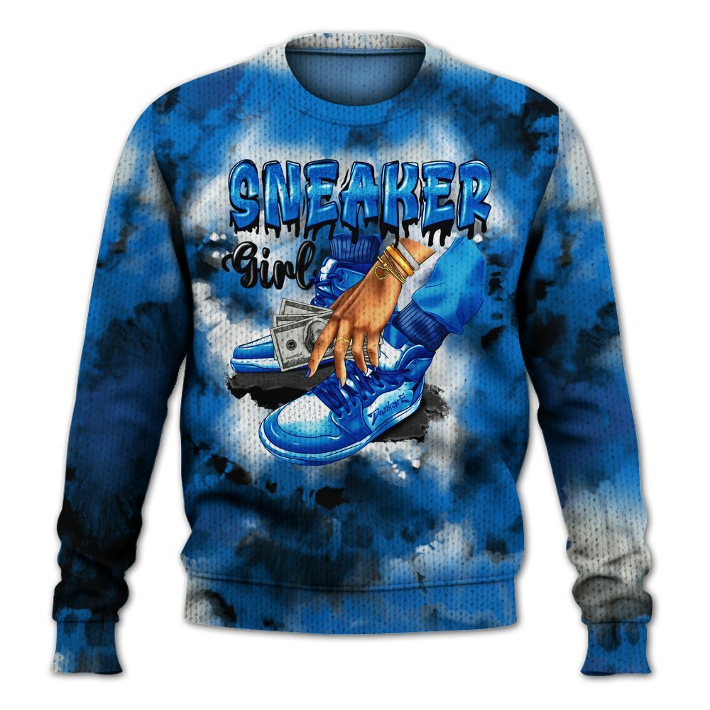 Knitted Sweater To Match Blueberry 12s - SNEAKER Girl Money Drip Tie Dye