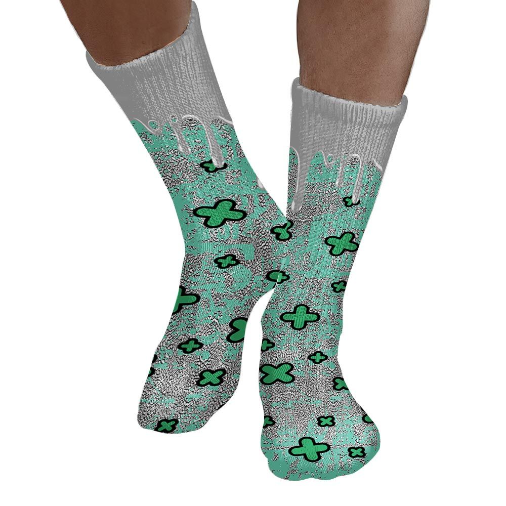Sock To Match Black Green Glow 3s - Dripping Signs Graphic Unisex