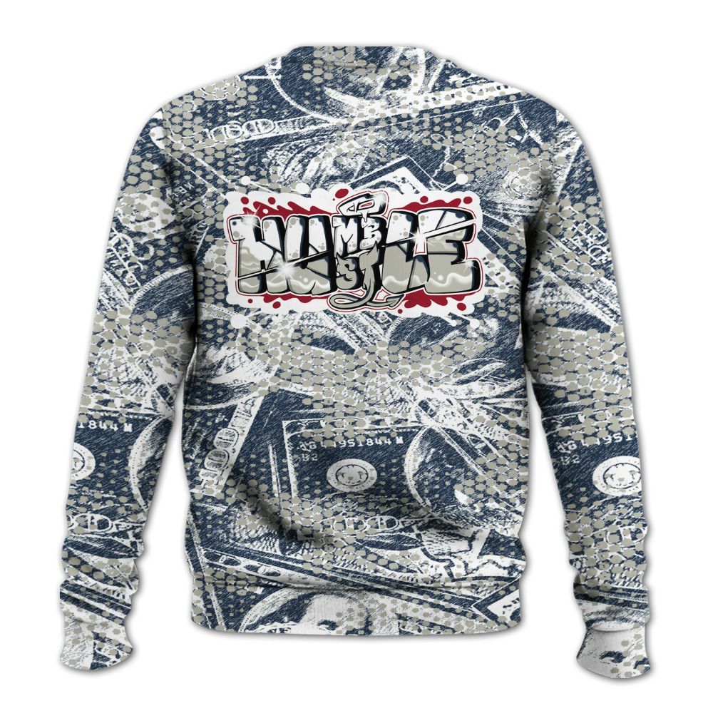 Sweatshirt To Match Navy Blue 2024 6s - Humbled Hustles Graphic Banknotes All Over Print