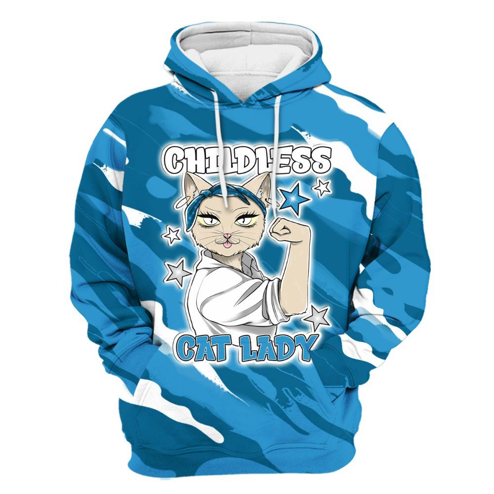 Hoodie To Match Powder Blue 9s - Childless Kat Lady All Over Print