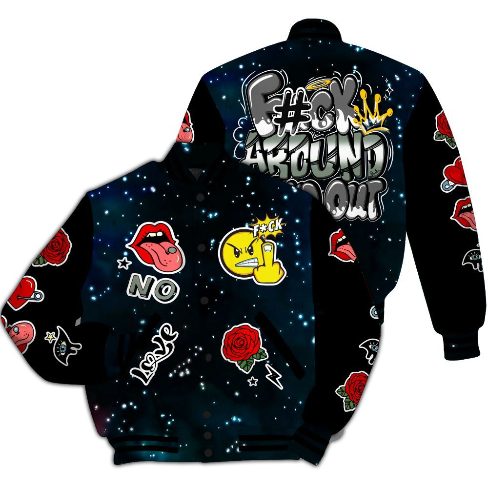 Varsity Jacket To Match Air Foamposite One Galaxy - FK Around Find Out All Over Print