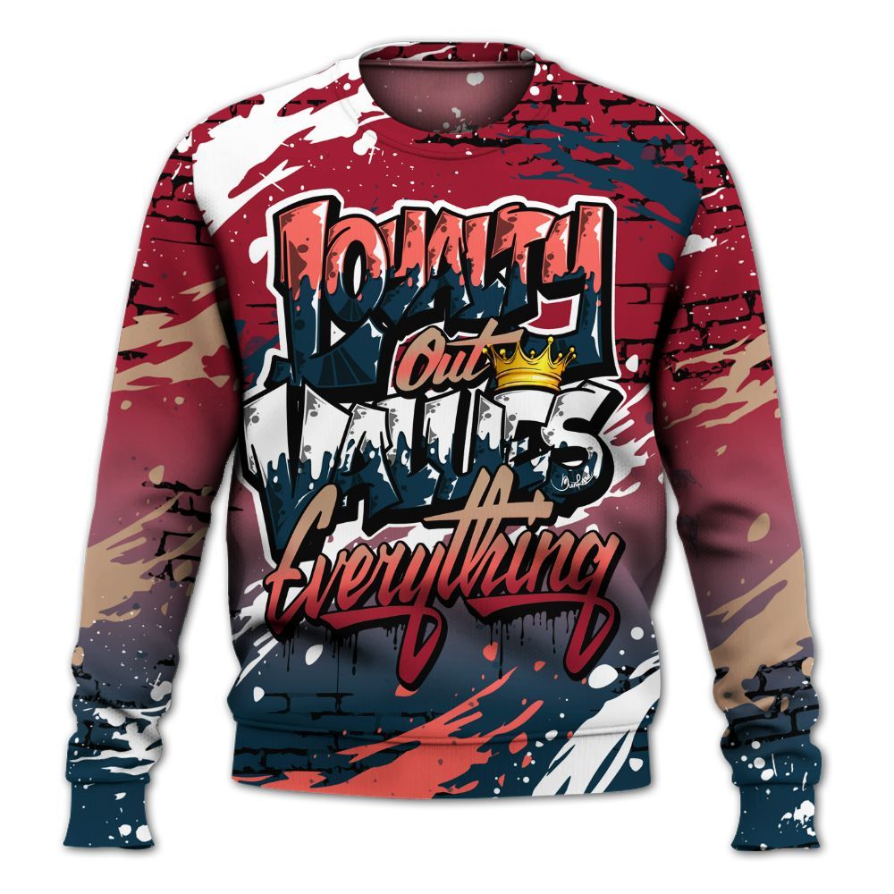 Sweatshirt To Match Mid Multi Color 2022 1s - Values Of Loyalty Drip All Over Print