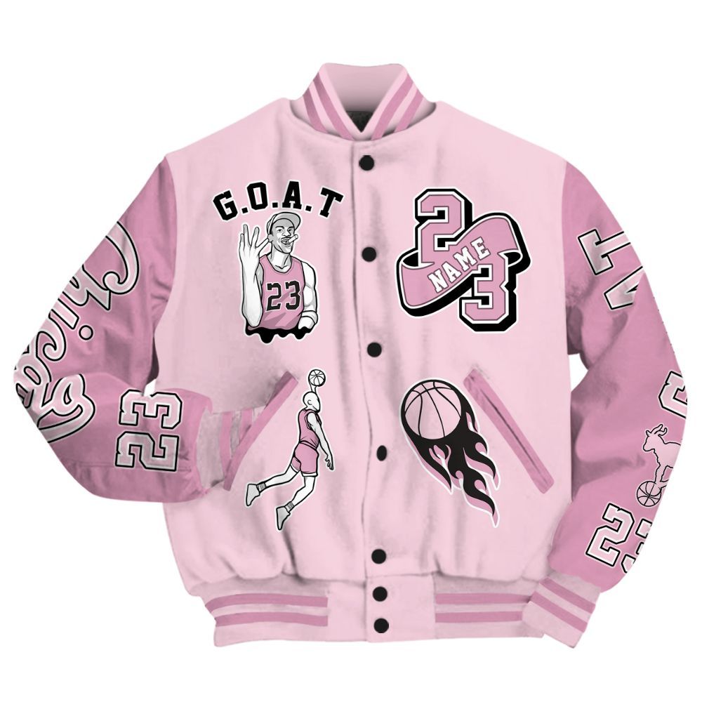 Varsity Jacket To Match Orchid 4s - Legend GOAT Basketball Varsity Jacket Graphic Custom Name All Over Print