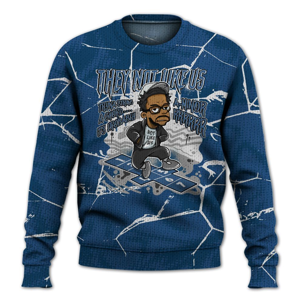 Knitted Sweater To Match High OG Midnight Navy 1s - Hopscotch Dislike Us Graphic Crack