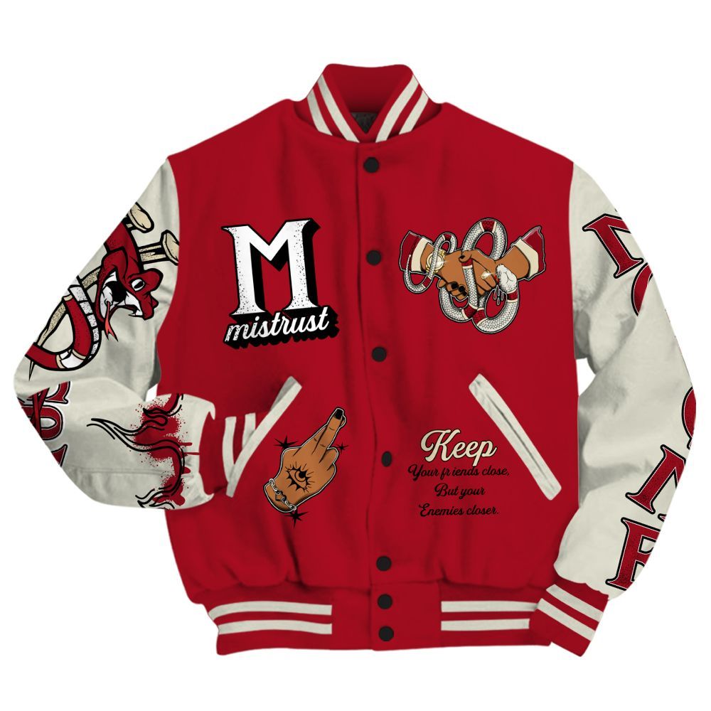 Varsity Jacket To Match 2025 High OG Cinnabar 1s - Trust No One Snake-Bite Street Style All Over Print