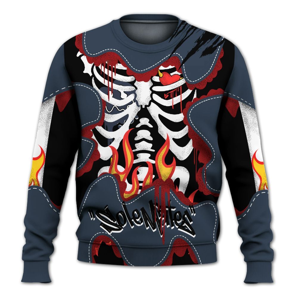 Sweatshirt To Match Retro Olympic 6s - Skeleton Burning Heart Drip All Over Print