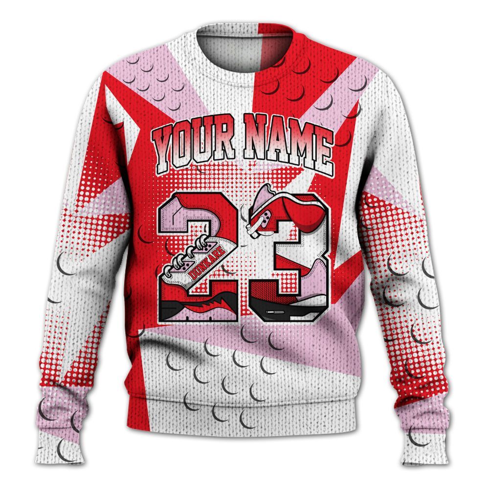 Knitted Sweater To Match Zoom Vomero 5 Valentine's Day 2025 - Poly Custom Name Number 23 5s