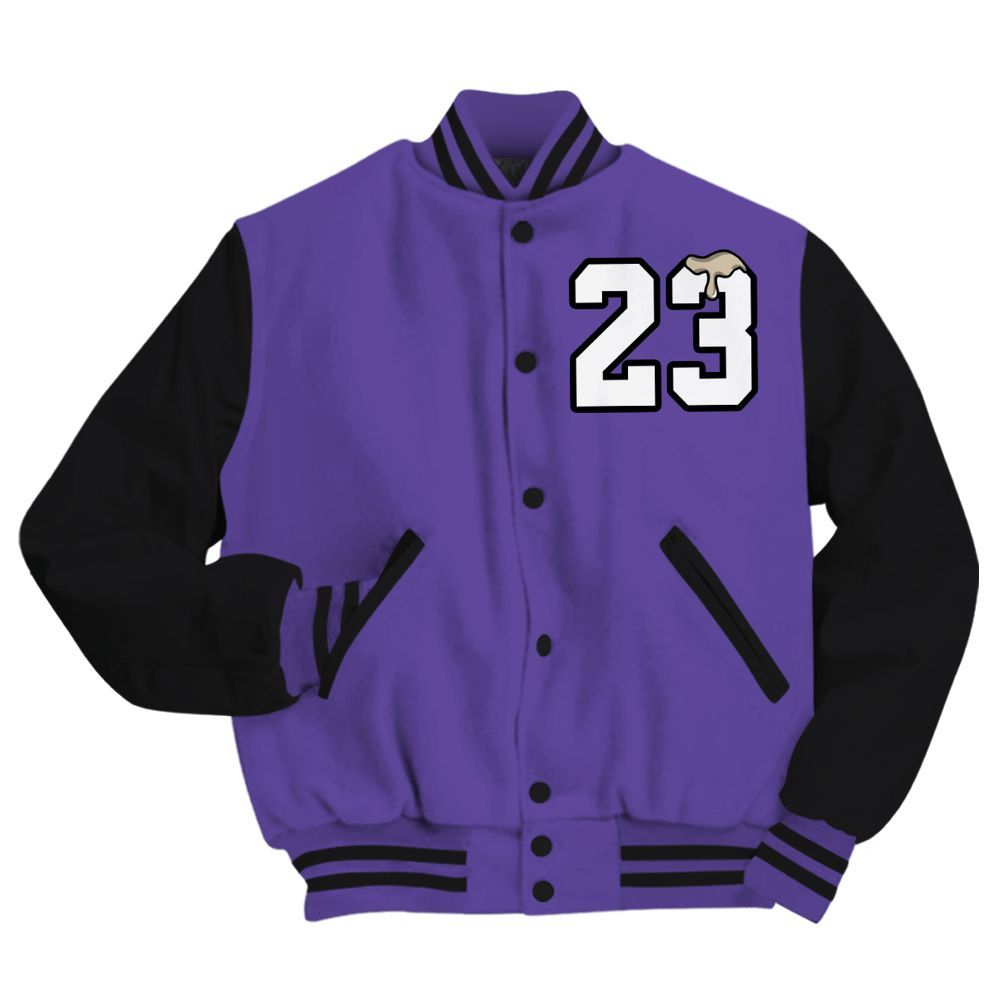 Varsity Jacket To Match Air Max Waffle SP Voltage Purple - Custom Name Number 23 Drip All Over Print