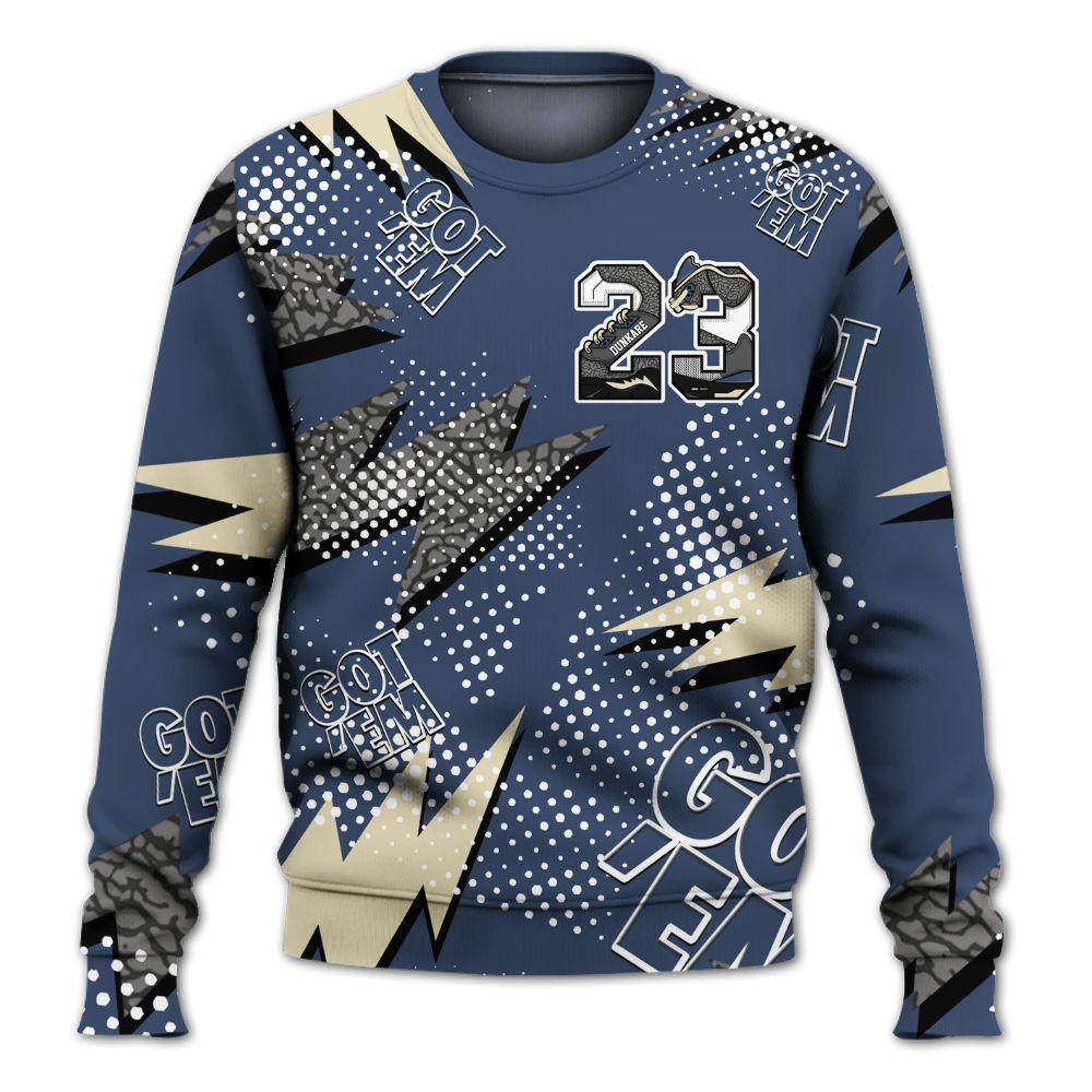 Sweatshirt To Match Diffused Blue 3s - Custom Name Number 23 5s All Over Print