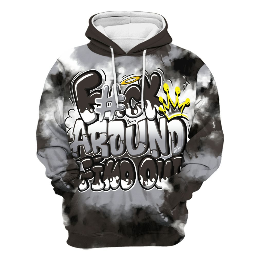Hoodie To Match Baroque Brown 12s - Tie Dye FK Around Find Out All Over Print