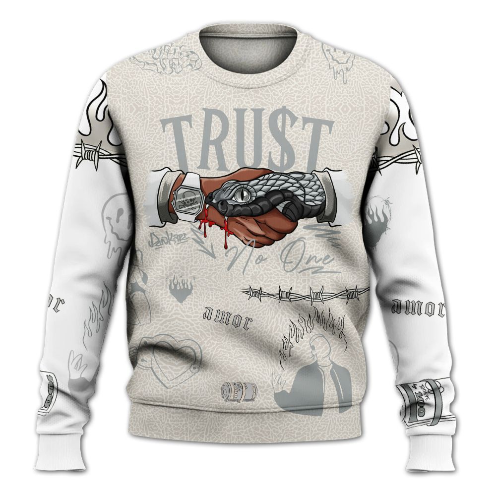Sweatshirt To Match Retro Pure Money 3s - Snake Trust No One All Over Print