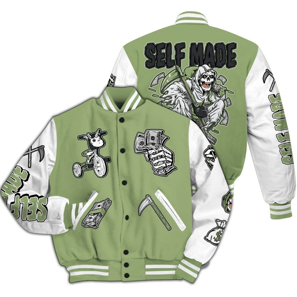 Varsity Jacket To Match Oil Green 4s - Self Make Skeleton All Over Print