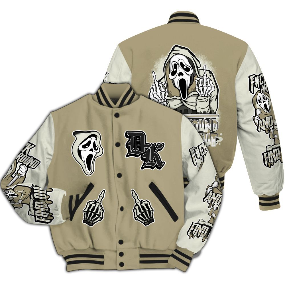 Varsity Jacket To Match Low OG Medium Olive 1s - F#CK And Find Out Graphic All Over Print