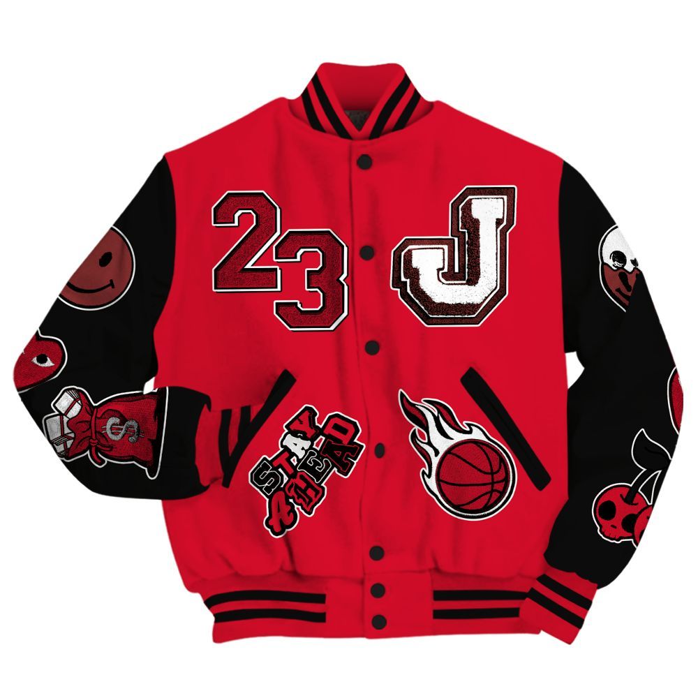 Varsity Jacket To Match Air Max Sunder Gore Tex Fire Red - Hustles Money Number 23 All Over Print