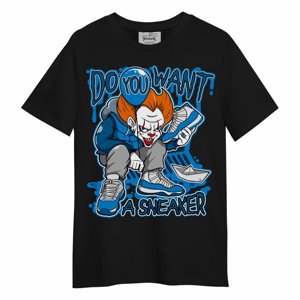 Shirt To Match Military Blue 4s - Clown Scary Sneakers Halloween Graphic Unisex Shirt
