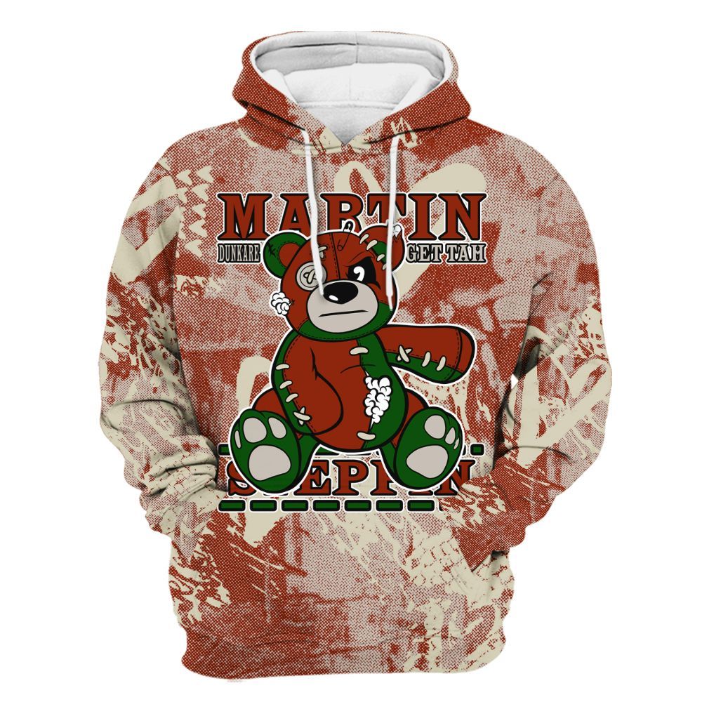 Hoodie To Match El Grito 5s - Tah Steppin Bear Heart Grunge All Over Print
