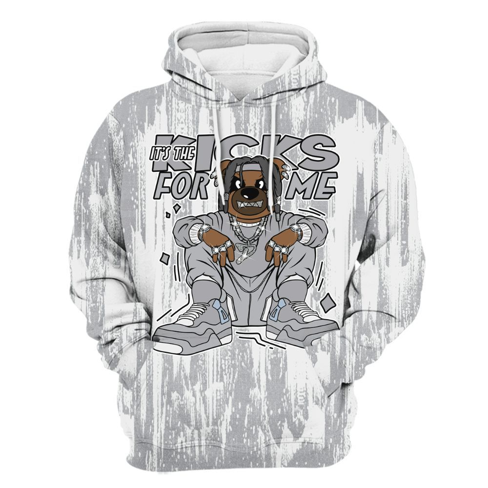 Hoodie To Match Low OG Wolf Grey 1s - Sneakers Bear Glitch Art All Over Print