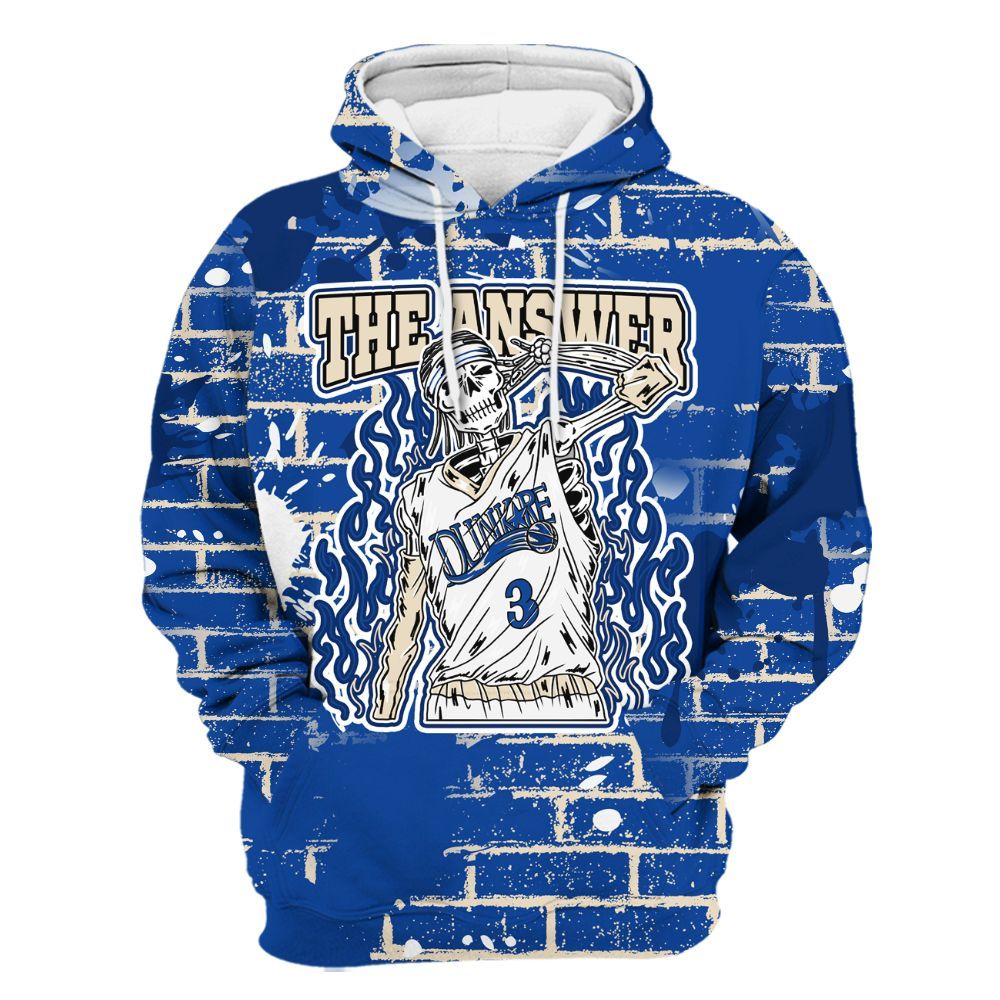 Hoodie To Match Low Game Royal 1s - Allen Answer Skeleton Brick All Over Print