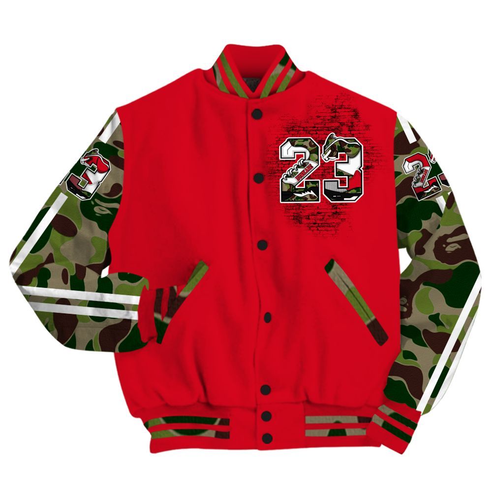 Varsity Jacket To Match Air Max 90 Duck Camo Red - Custom Name Number 23 5s All Over Print