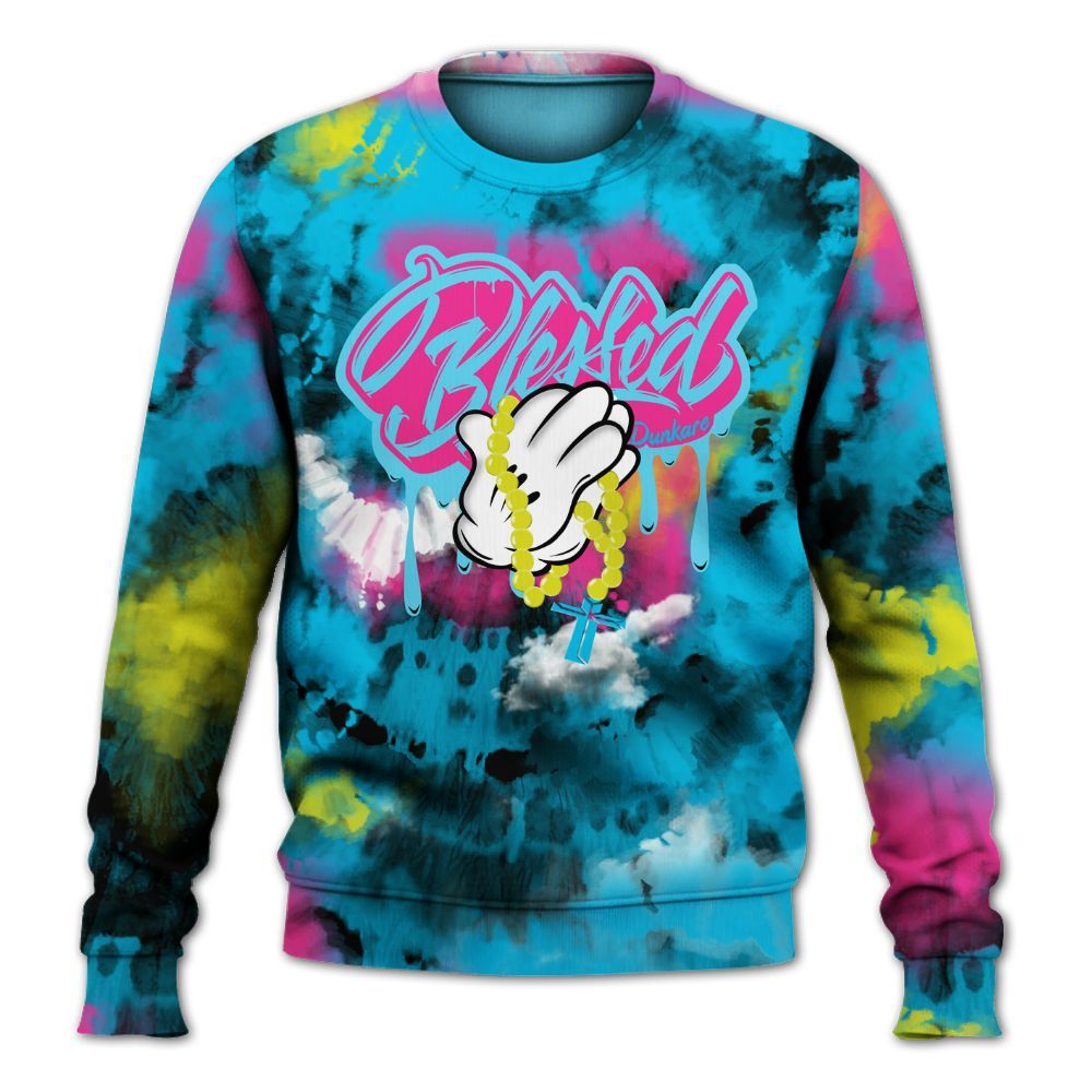 Sweatshirt To Match Tokyo Nights Stewie 3s - God Blessed Tie Dye All Over Print