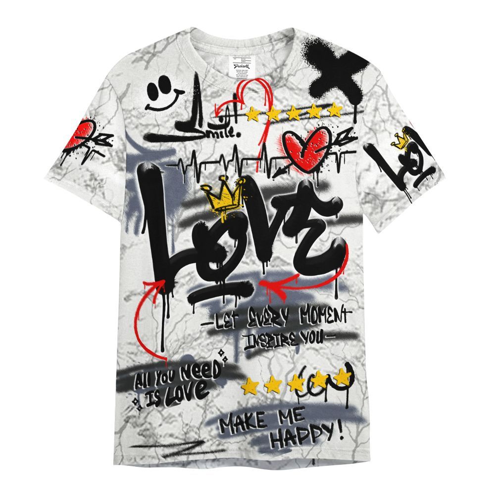 Shirt To Match Air Foamposite Jin Kazama - Happy Love Beats Graffiti Streetwear All Over Print