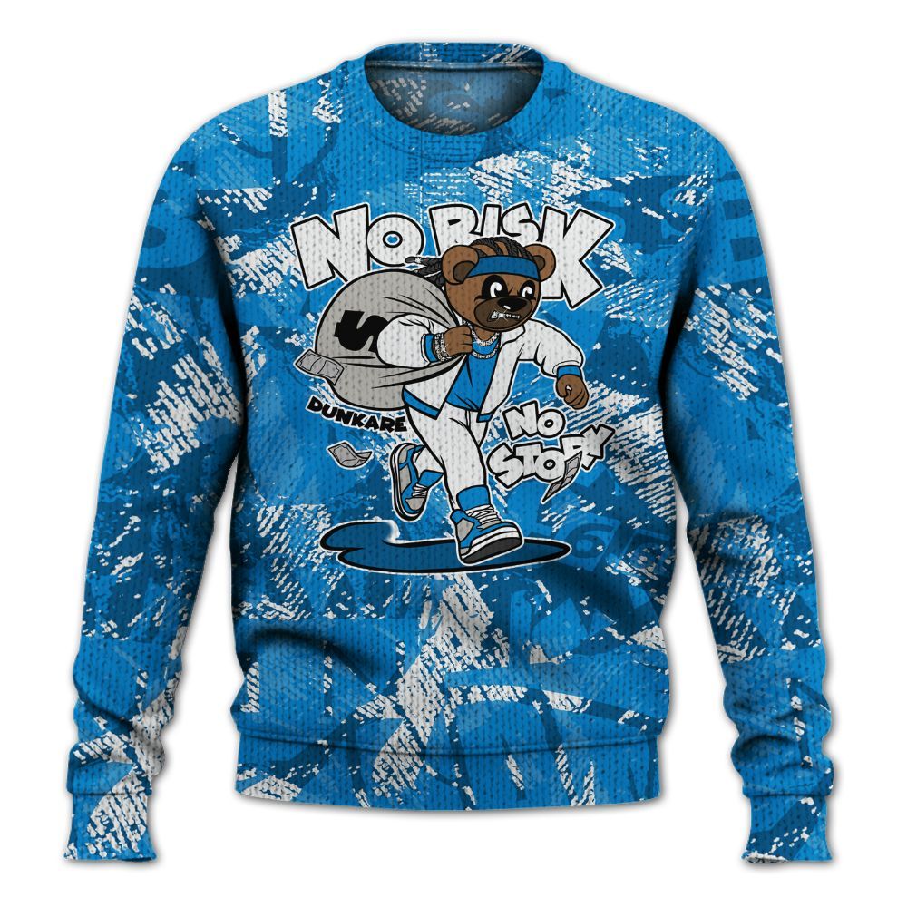 Knitted Sweater To Match Industrial Blue 4s - Certain Bear Abstract Graffiti