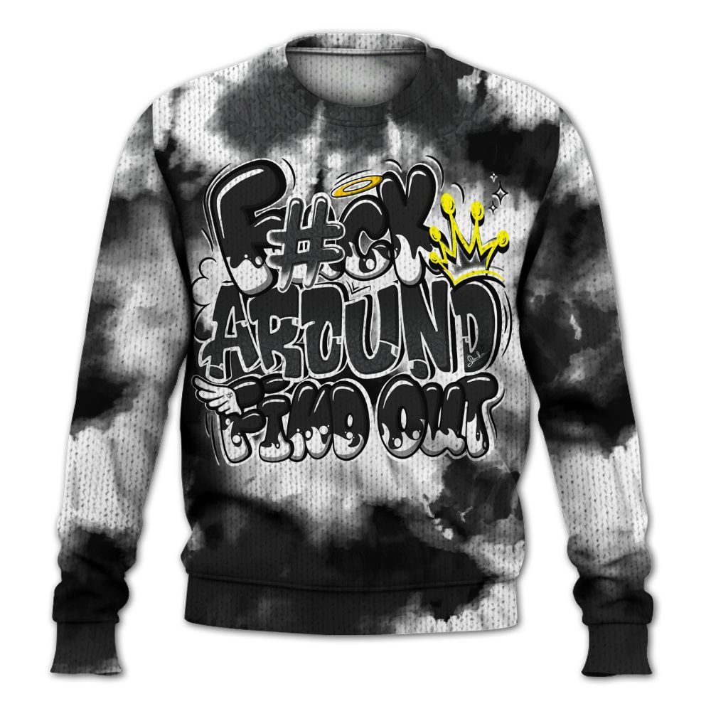 Knitted Sweater To Match Black Cat 3s - Tie Dye FK Around Find Out