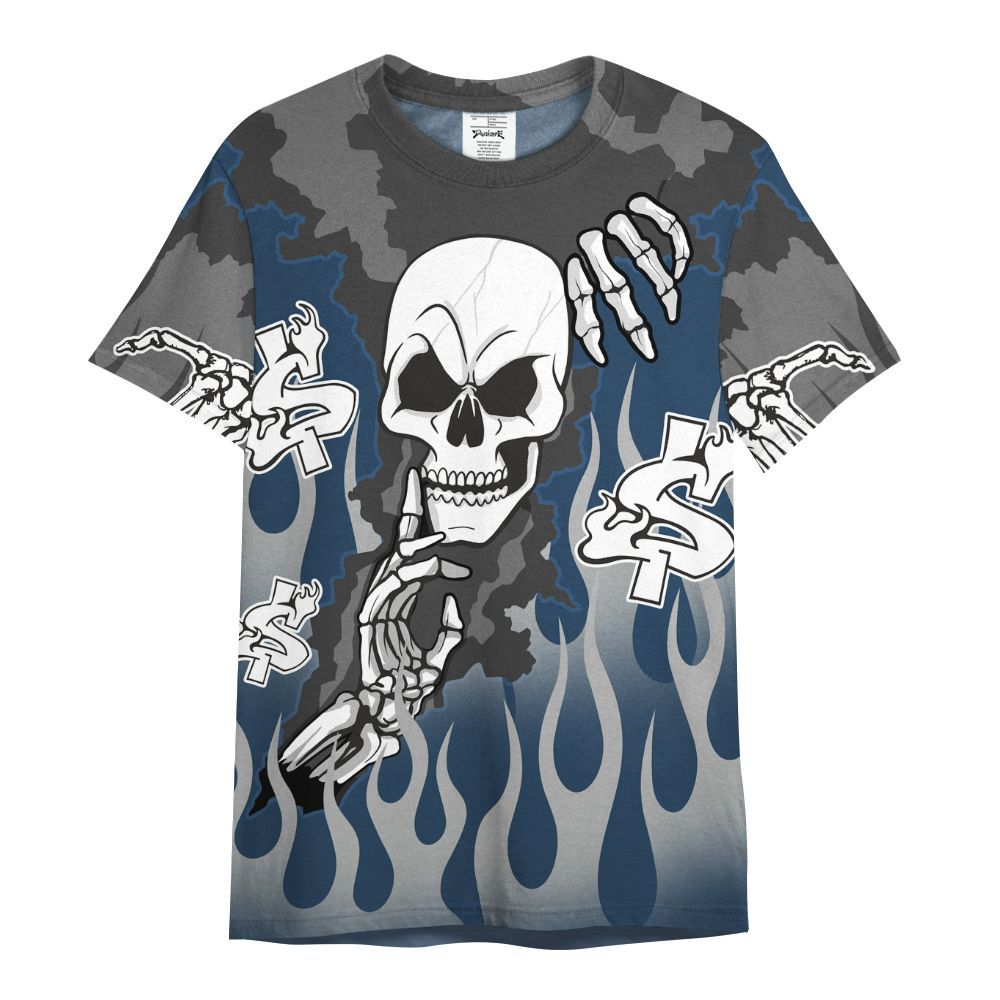 Shirt To Match Retro French Blue 2025 12s - Ones Move In Silence Graphic Trapped All Over Print