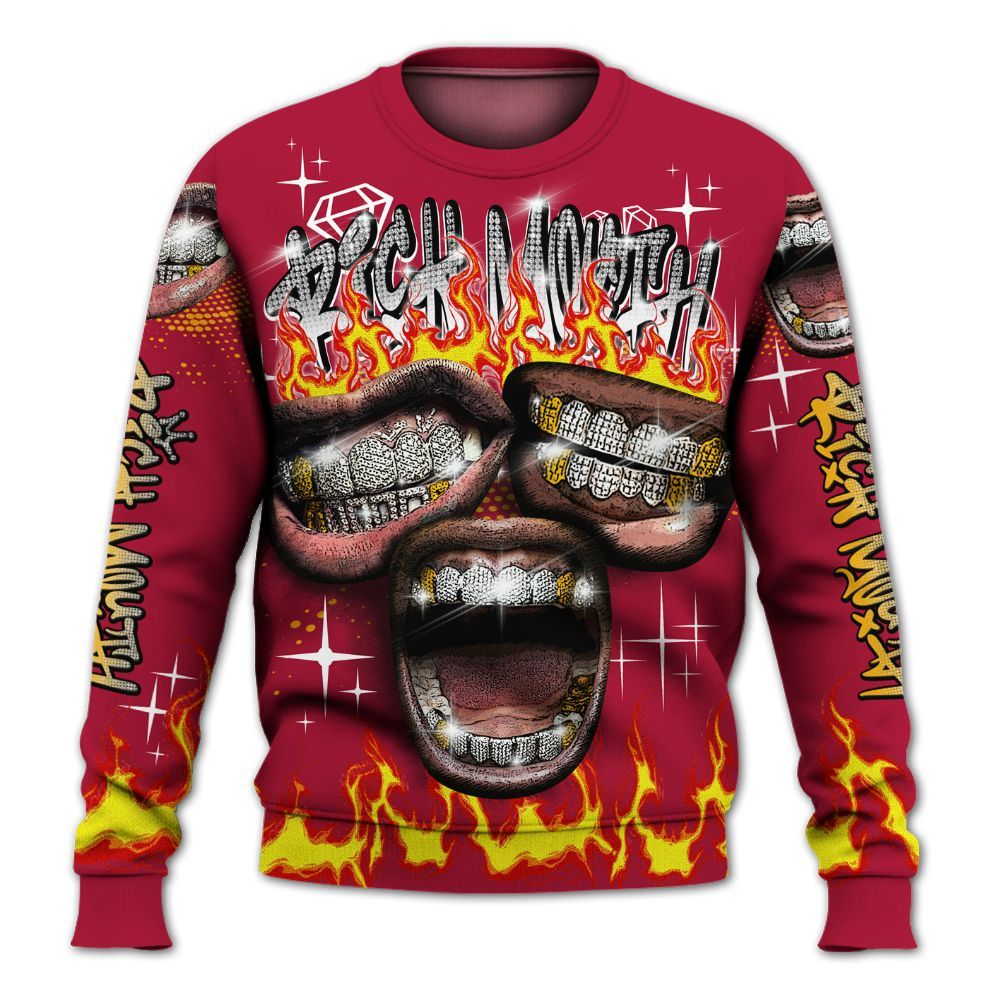 Sweatshirt To Match Cardinal 7s - Rich Mouth Fire Rap Retro 90s All Over Print