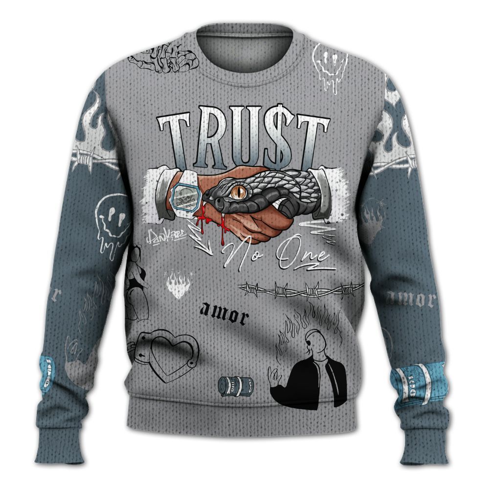 Sweater To Match Retro Light Graphite Wolf Grey 5s - Snake Trust No One Graphic