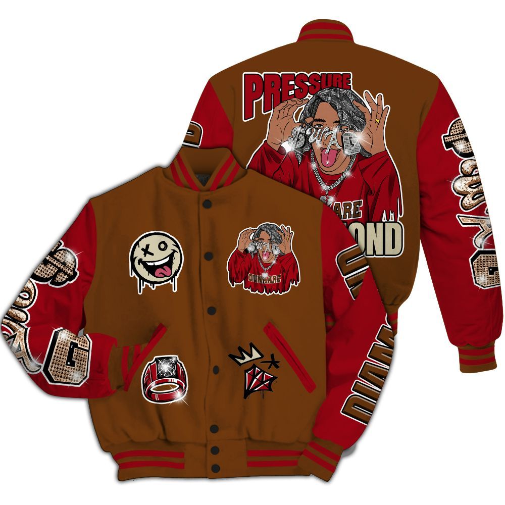 Varsity Jacket To Match Archaeo Brown 5s - Pressures Makes Varsity Jacket To Match All Over Print