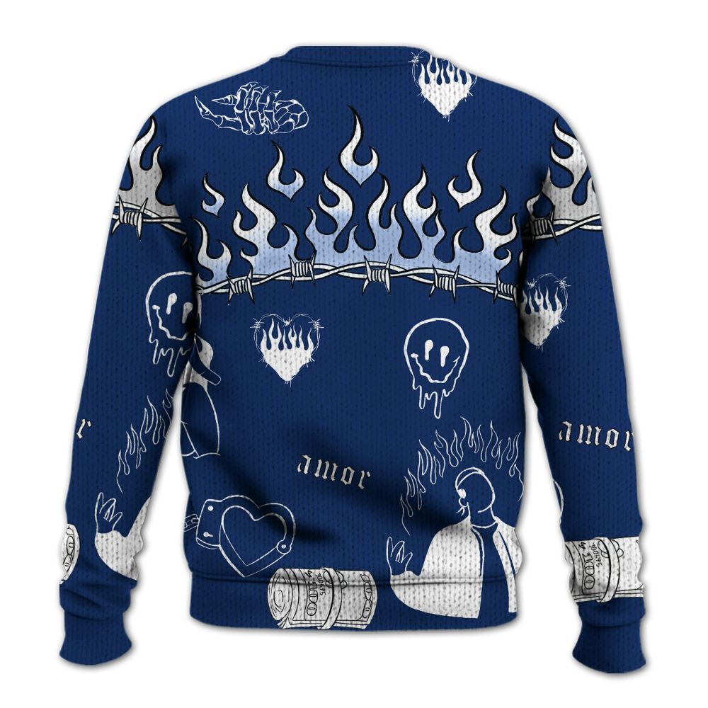 Knitted Sweater To Match High OG Deep Royal Blue 1s - Snake Trust No One