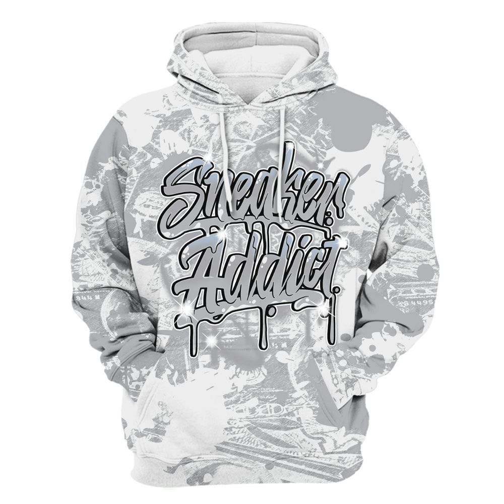 Hoodie To Match Low OG Wolf Grey 1s - Addiction Sneakers Graphic Street Art All Over Print