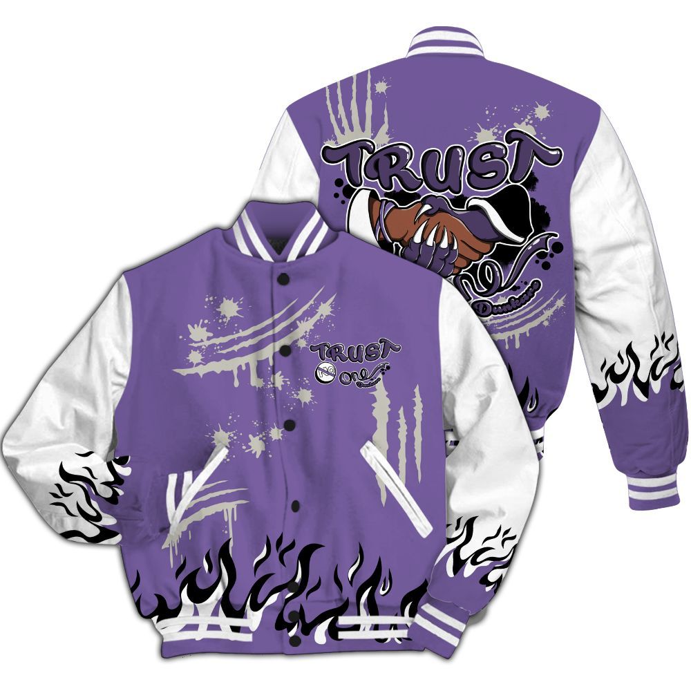 Varsity Jacket To Match Dunk Low Black Raspberry - Graphic Trust No One All Over Print