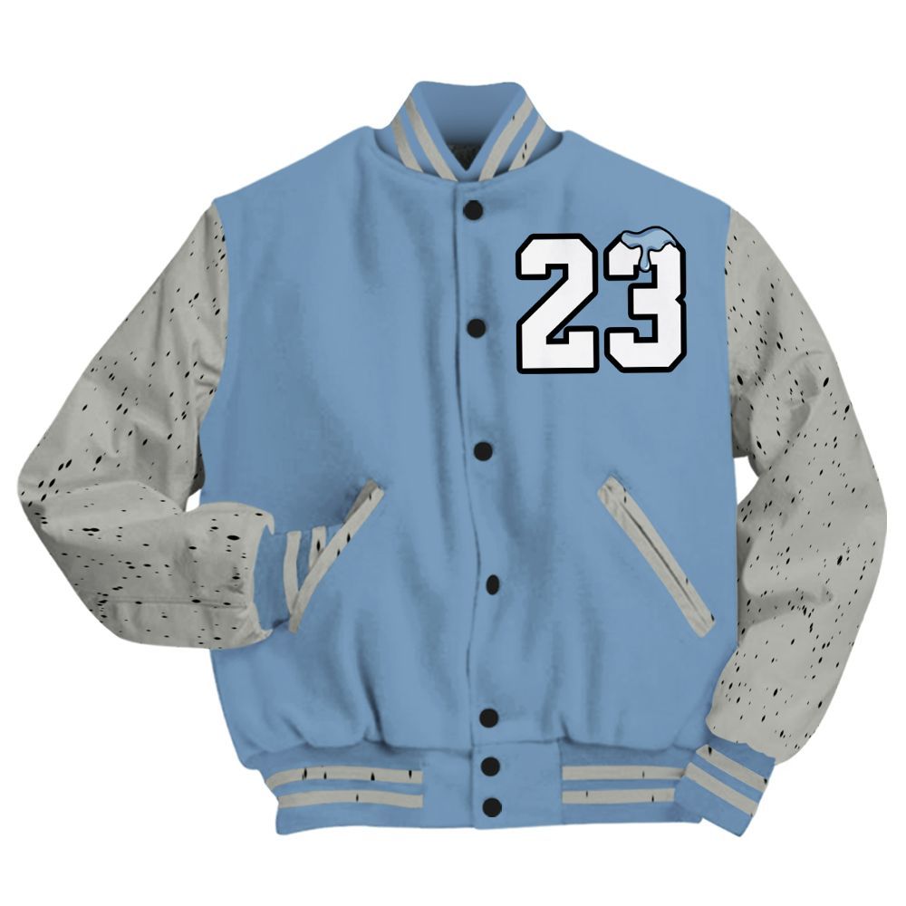 Varsity Jacket To Match University Blue 4s - Custom Name Number 23 Drip All Over Print