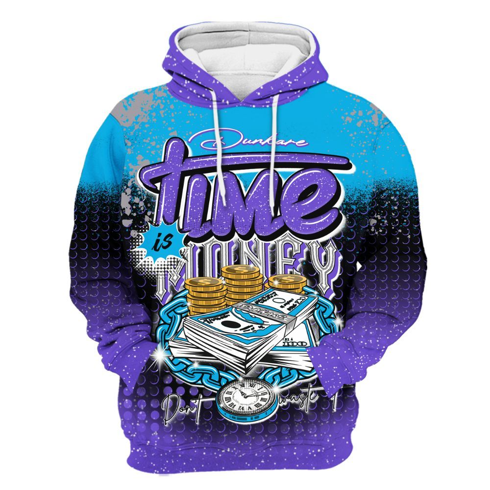 Hoodie To Match Retro Aqua 8s - Halftone Time Is Money All Over Print