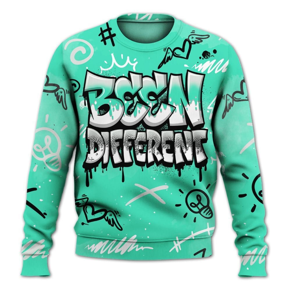 Sweatshirt To Match Black Green Glow 3s - Drip Been Di2ferent All Over Print