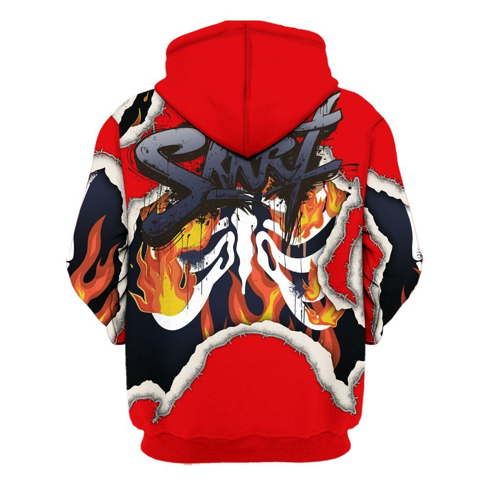 Hoodie To Match Low OG Howard University 1s - Skeleton On Fire Skrrt All Over Print